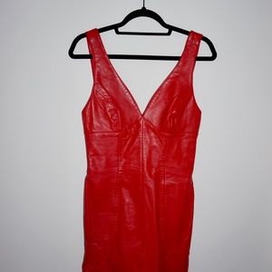 Michael Hoban North Beach Lamb Vintage Red Leather  Dress!
